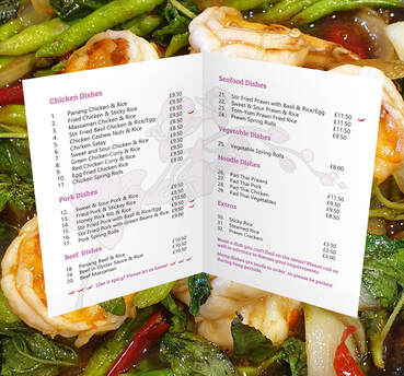 A graphic showing a Thai food menu.