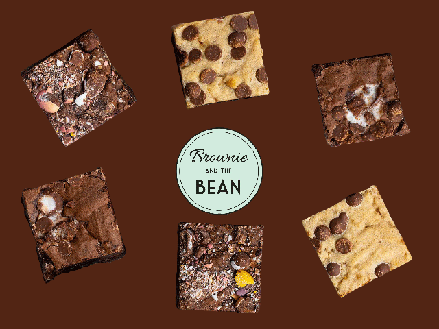 An animated gif with dancing chocolate and chocolate chip brownies.